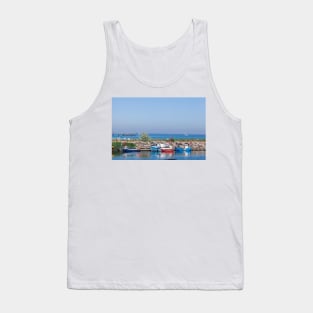 Old fishing cutter in the harbour, Kuehlungsborn, Mecklenburg-West Pomerania, Germany, Europe Tank Top